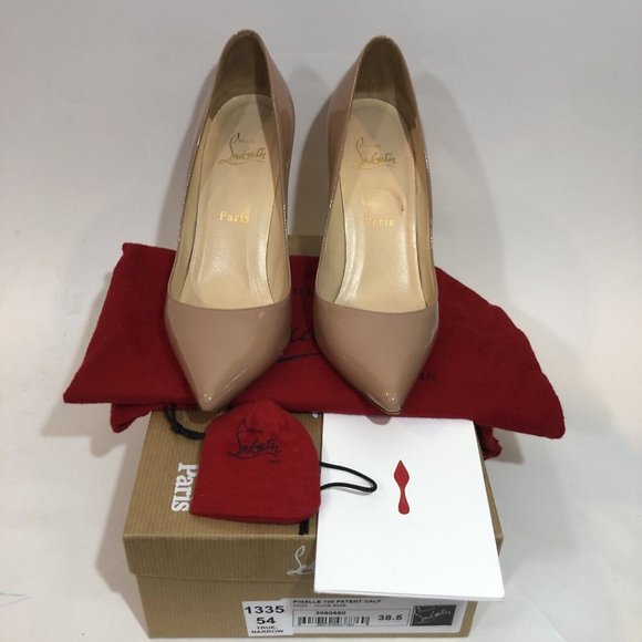 Christian Louboutin Shoes - Christian Louboutin Women's 38.5 Heels Nude Pigalle 100mm